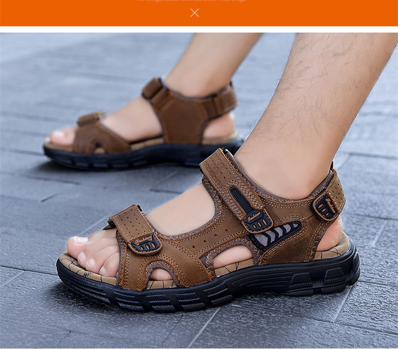 Echt Lieder Männer Sandalen Summer Fräizäit Männer Schong Héichqualitativ mëll Casual Sandalen fir Männer Strand Wanderschong Gréisst 46_voghion.com