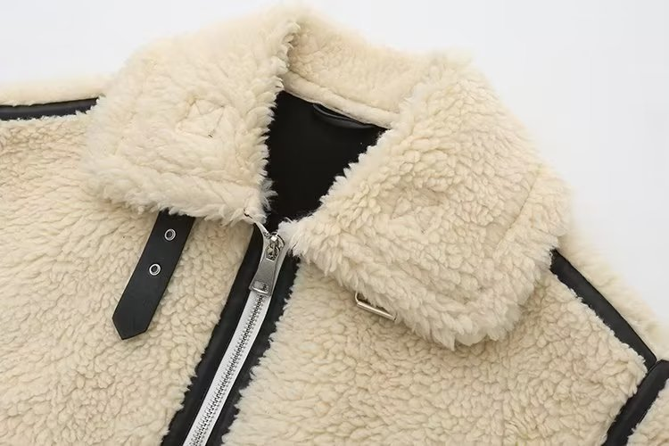 Women's Lamb Wool Coat , Motorcycle Fur All-in-one Motorcycle Thickened Jacket For Women_voghion.com