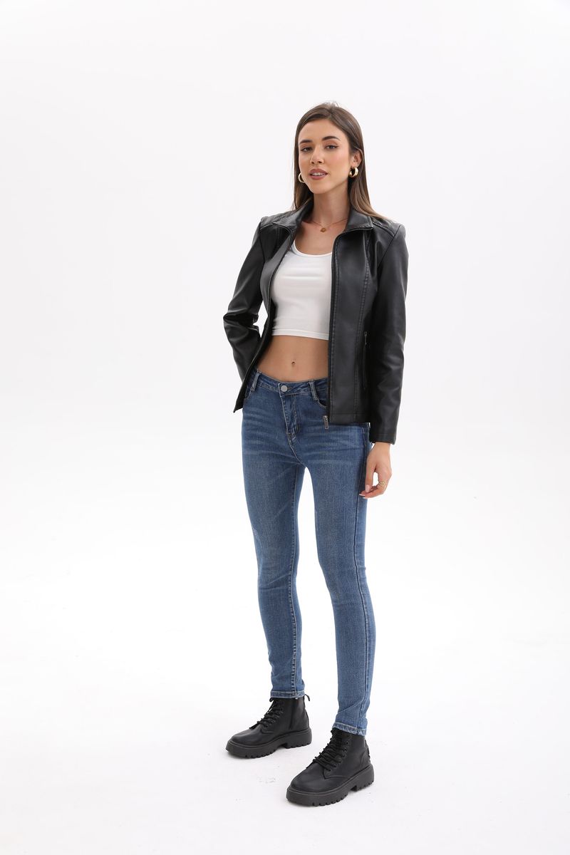 Damenbekleidung Kunstlederjacke mit Strickeinsätzen – Dehnbare kurze Bikerjacke in Schwarz, Camel & Braun | S-XXL_voghion.com