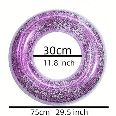Glittrig transparent badring förtjockad PVC uppblåsbar poolmadrass för vuxna och barn, mousserande vatten, flytande ring med skimrande effekt_voghion.com