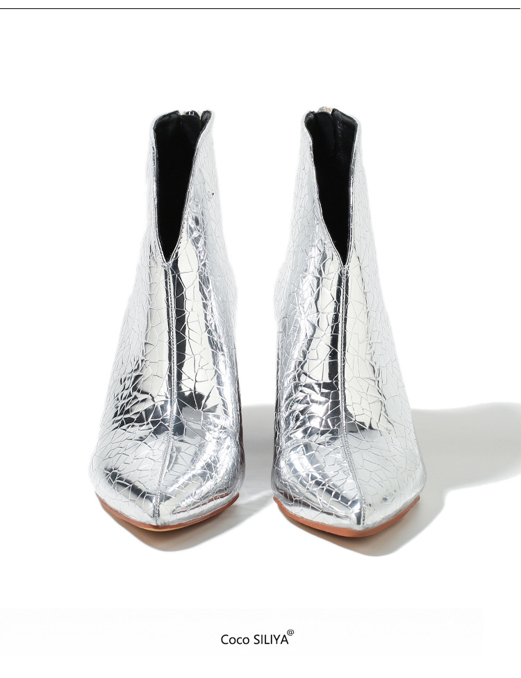 Women's Snake Print Pointed Toe Ankle Boots - Chunky Heel Bare Booties For Fall/Winter_voghion.com