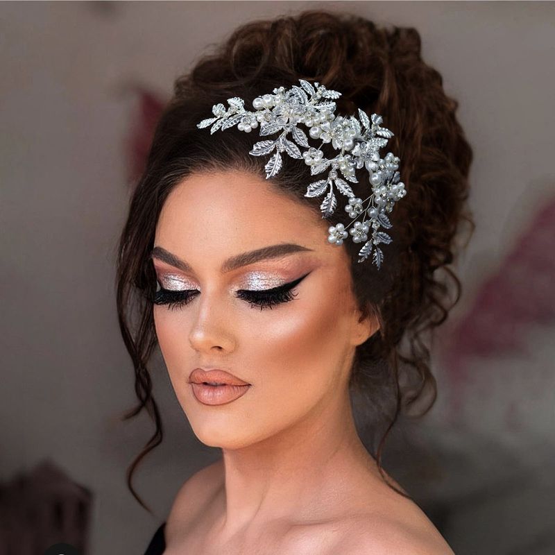 Νέα νυφική χτένα κεφαλής Χειροποίητα αξεσουάρ μαλλιών σε σχήμα φύλλου με χάντρες Αξεσουάρ μαλλιών για νυφικό_voghion.com