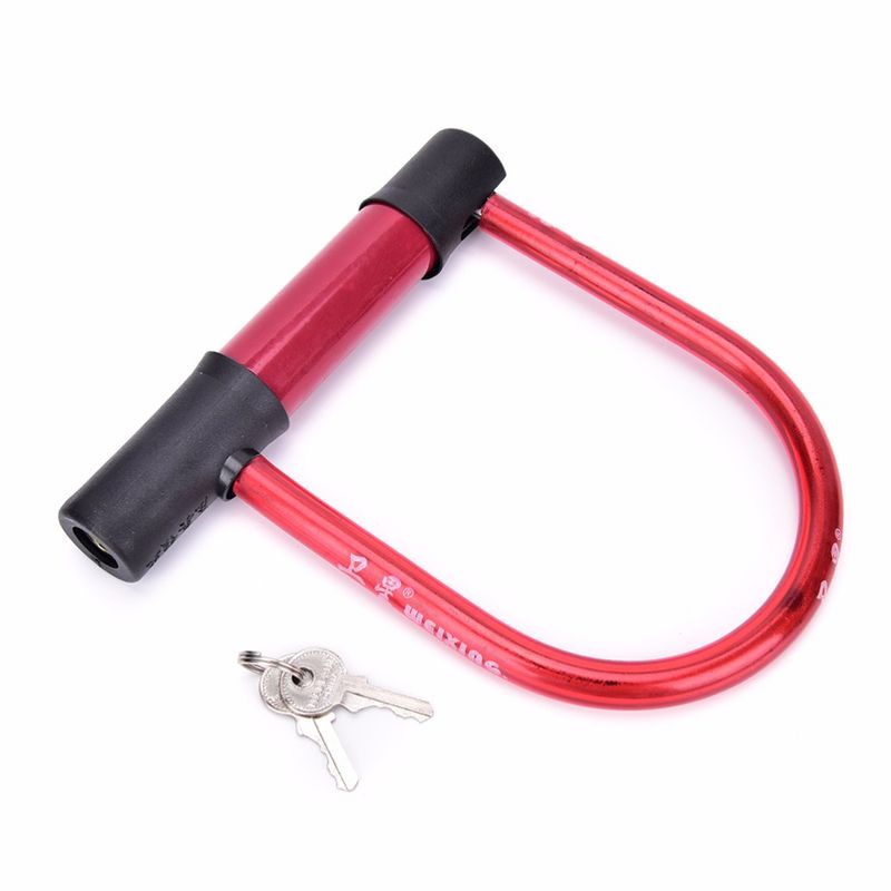 Candado en U para bicicleta, motocicleta, scooter, cadena de acero de seguridad con 2 llaves, 1 unidad_voghion.com