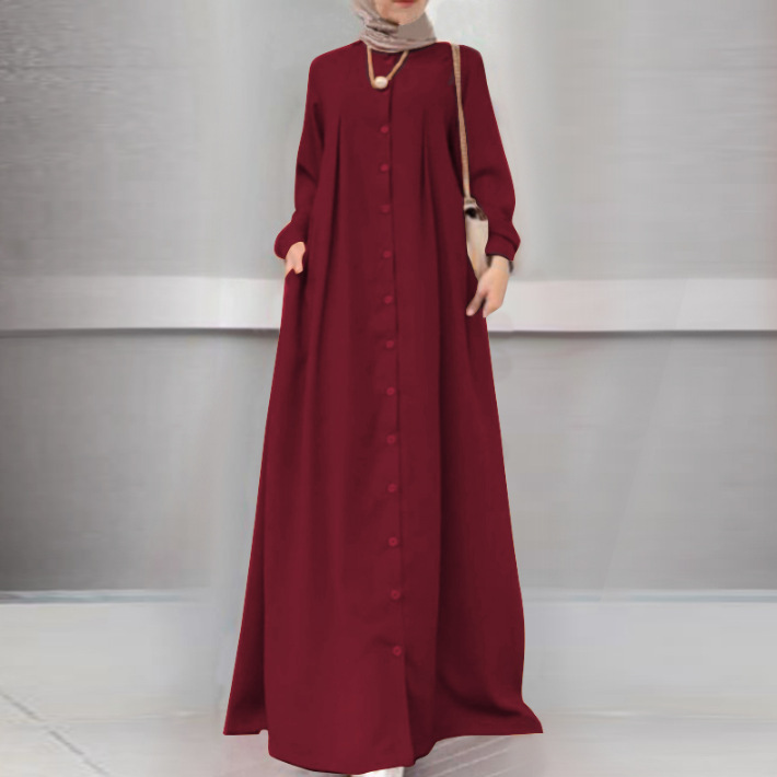 Women's long skirt plus size women's clothing loose temperament commuting long robe dress_voghion.com
