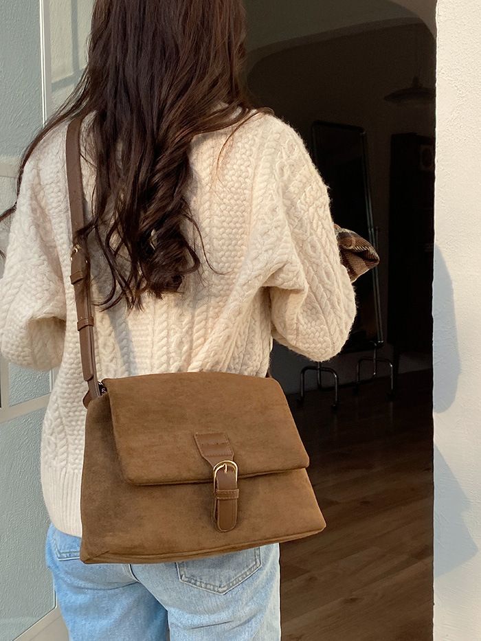 Korean Version Of Ms. 2025 New Temperament Suede Shoulder Square Crossbody Bag_voghion.com