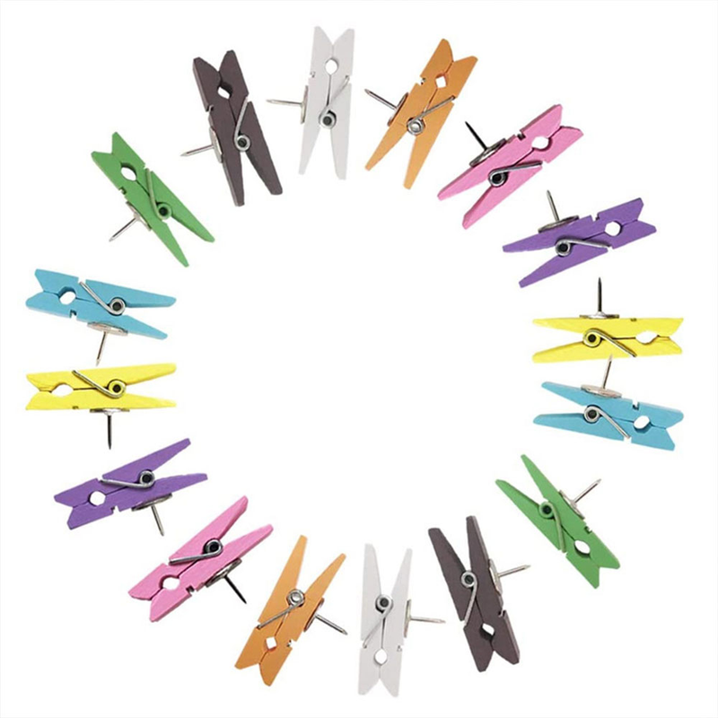 Strumenti per cucire Ufficio creativo con clip a puntina Foto Puntine da disegno in legno tenero Clip in legno Perni in legno tenero_voghion.com