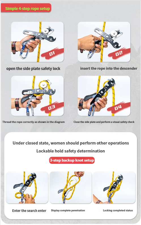 Cross-Border Outdoor Rock Climbing Rescue Equipment Protection Rapid Descent Device Stop Hand-Controlled Descender_voghion.com