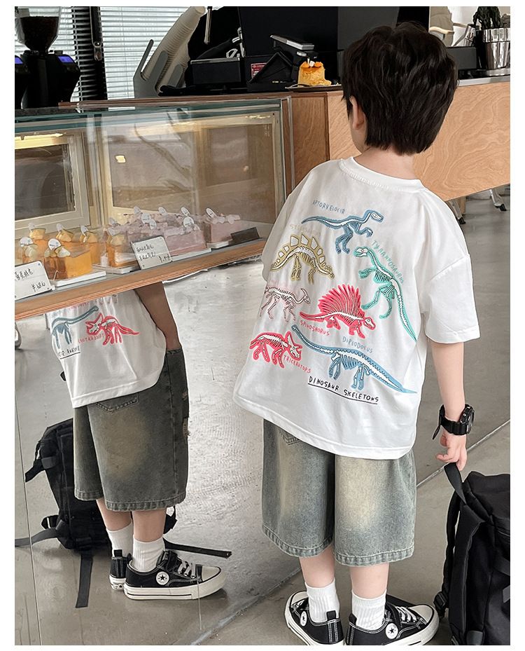 Camisetas modernas y versátiles para niños de tallas medianas y grandes, camisetas de manga corta con estampados luminosos y modernos para niños y niñas._voghion.com