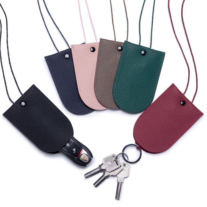 New Style Neck Hanging Keychain Storage Personality Versatile Genuine Leather Pendant Pull Key Bag For Women_voghion.com