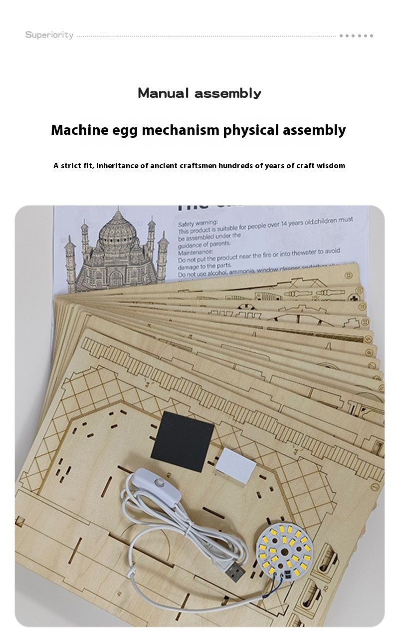 Castle Simulation 3D Model Decoration Wooden Puzzle Children's Early Education Toys_voghion.com
