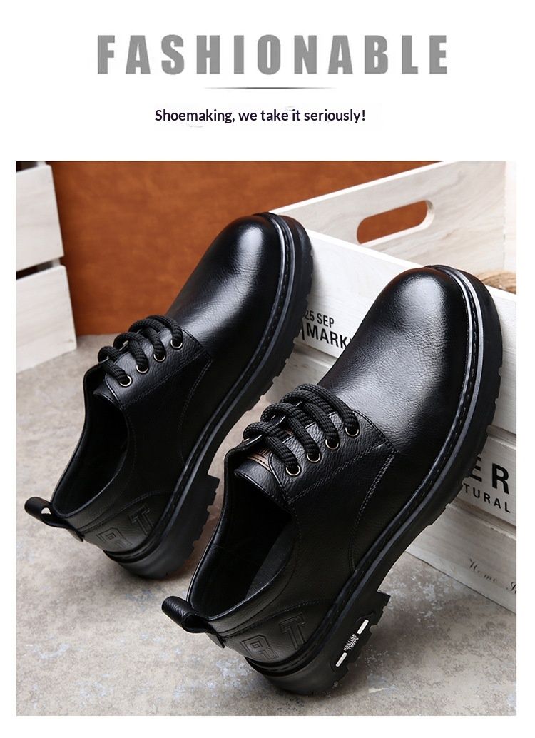 Voyage Spring Derby da uomo, stivali bassi Martin, stile britannico, punta arrotondata, scarpe da lavoro nere con suola spessa, casual in pelle_voghion.com