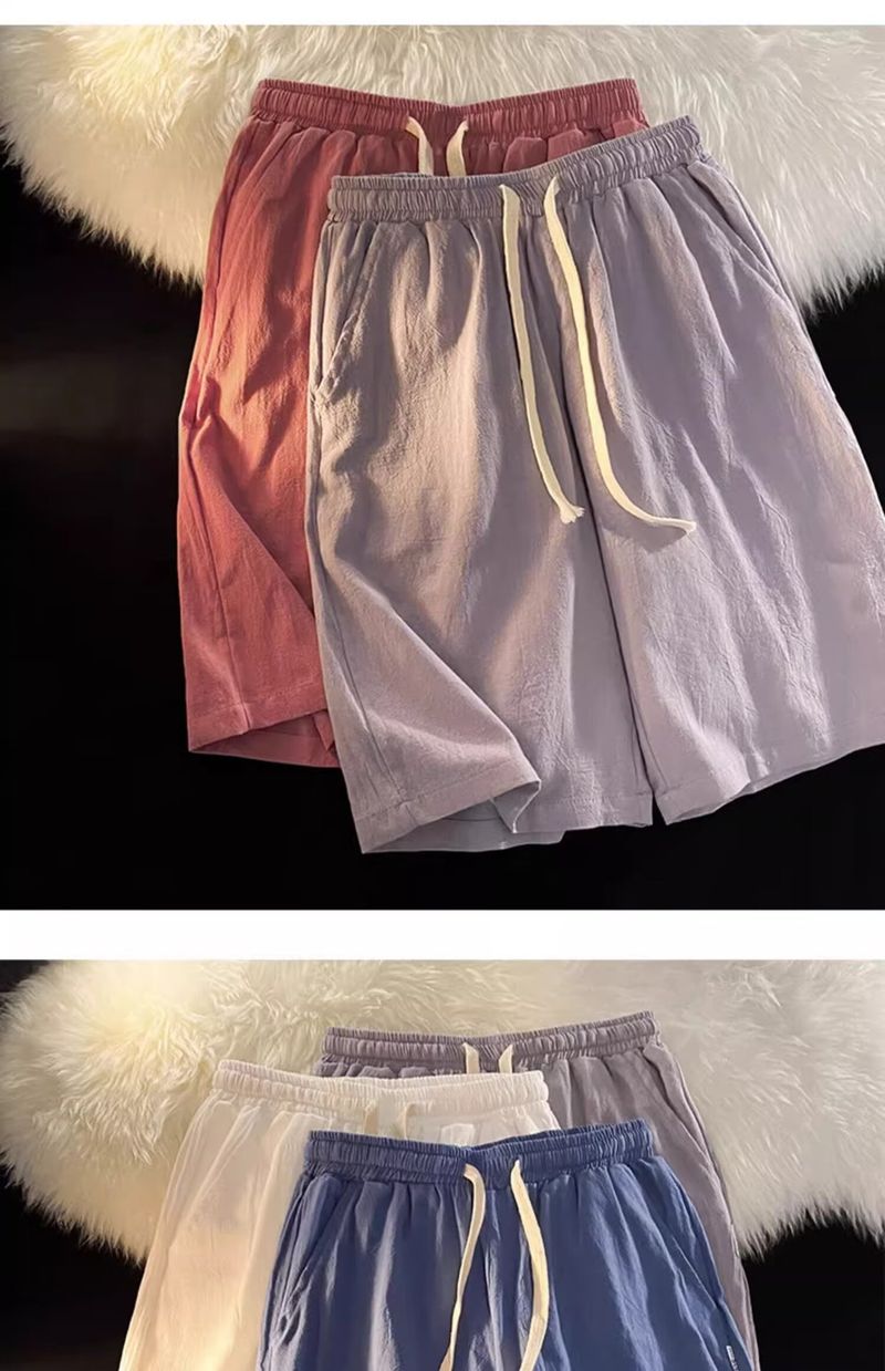 Men's Clothing Breathable Linen Shorts Men's Summer Thin Ice Silk Cotton And Linen White Home Pajamas Outer Wear Large Pants Four Or Five Points Pants_voghion.com