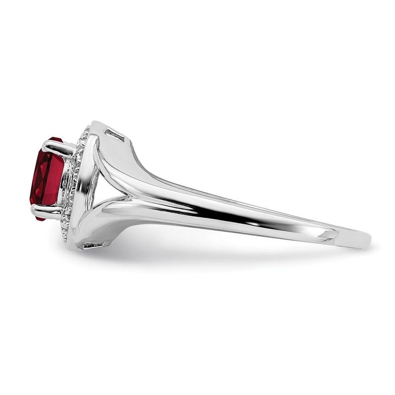 Sterling Silver Rhodium-plated Diam. & Created Ruby Ring_voghion.com