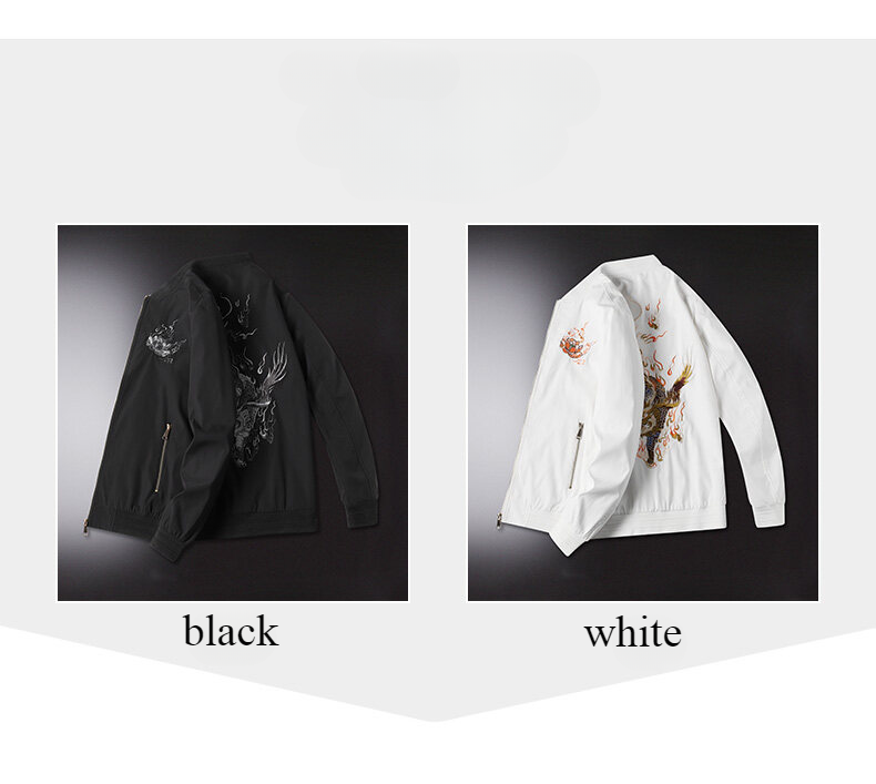 YGTOF kínai stílusú férfi hímzett, állónyakú, cipzáras kabát, tavaszi és őszi divatos, egyszínű, hosszú ujjú, zsebes kardigán_voghion.com