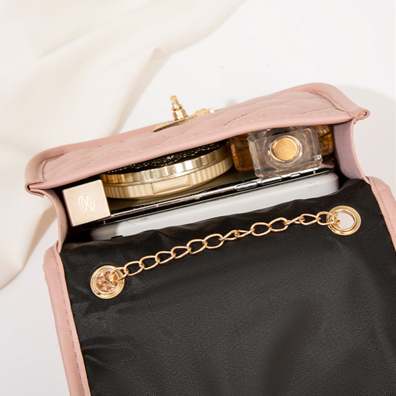 2022 Borsa a tracolla femminile di nuova moda rombo ricamato catena di colore solido tracolla da donna borsa per telefono alla moda casual_voghion.com