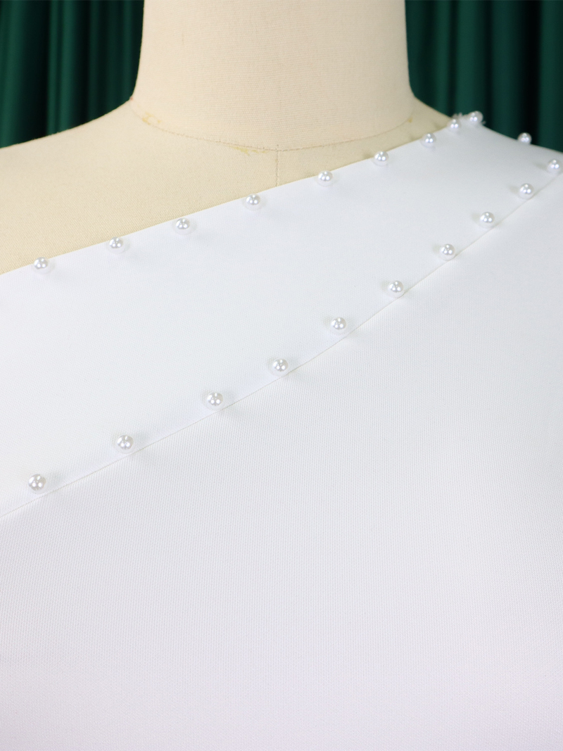 Women's style oblique shoulder beading OL Tongle two-piece set large size_voghion.com