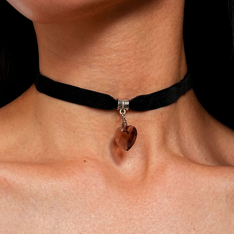 Personalized Fashion Velvet Choker Heart Pendant Necklace_voghion.com