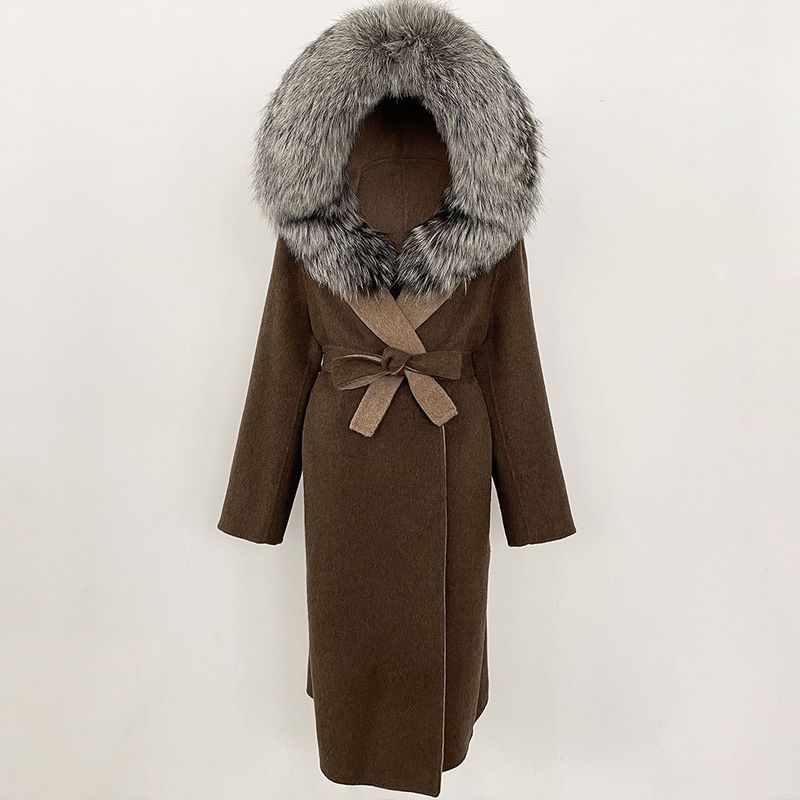 Vêtements pour femmes automne et hiver manteau en laine noir de style Hepburn français pour femmes automne et hiver manteau en laine haut de gamme taille haute et long_voghion.com