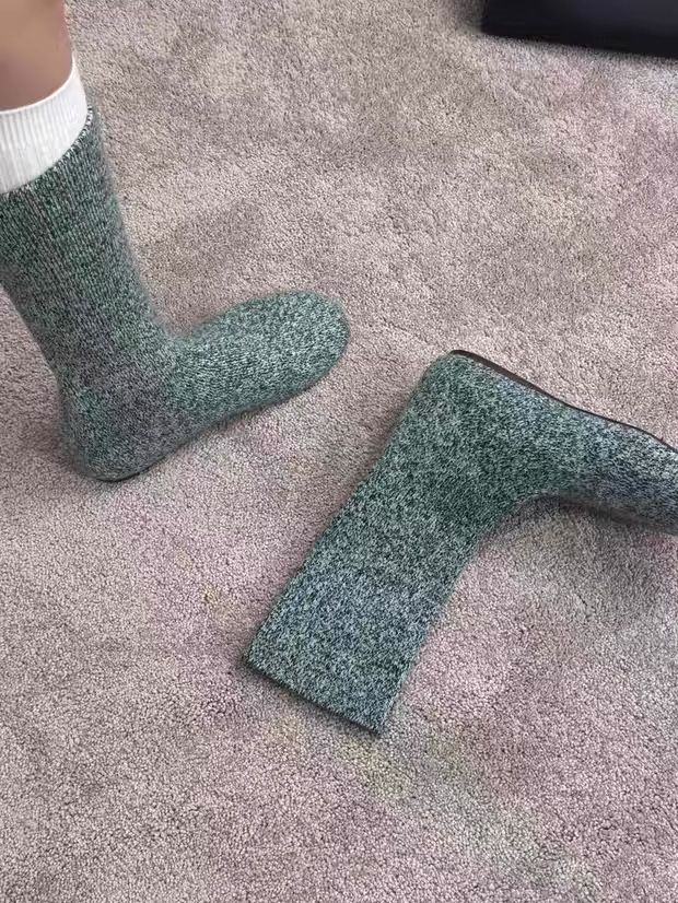 Zees 2025 European Station Autunno Inverno Nuovo Piatto Dimagrante Metà Polpaccio Maglia Elasticizzata Corta Donna Sottile Stivali Calzino Trendy_voghion.com