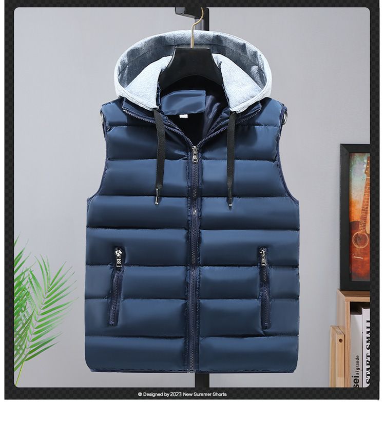 Leichte Steppweste für Herren, Slim Fit, Winter, warmes Fleecefutter, lässige Outdoor-Weste mit Reißverschluss für Herren, modischer Unisex-Mantel (Schwarz, Blau, Rot)_voghion.com