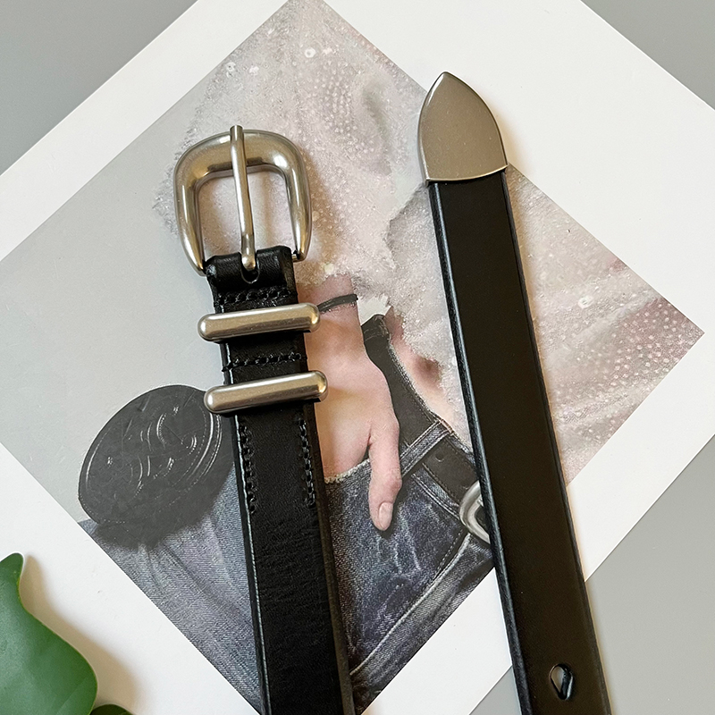 Modischer Retro-Gürtel aus echtem Leder mit silberner Schnalle, Unisex-High-End-Gürtel aus erster Schicht Rindsleder, Ins-Style-Accessoires_voghion.com