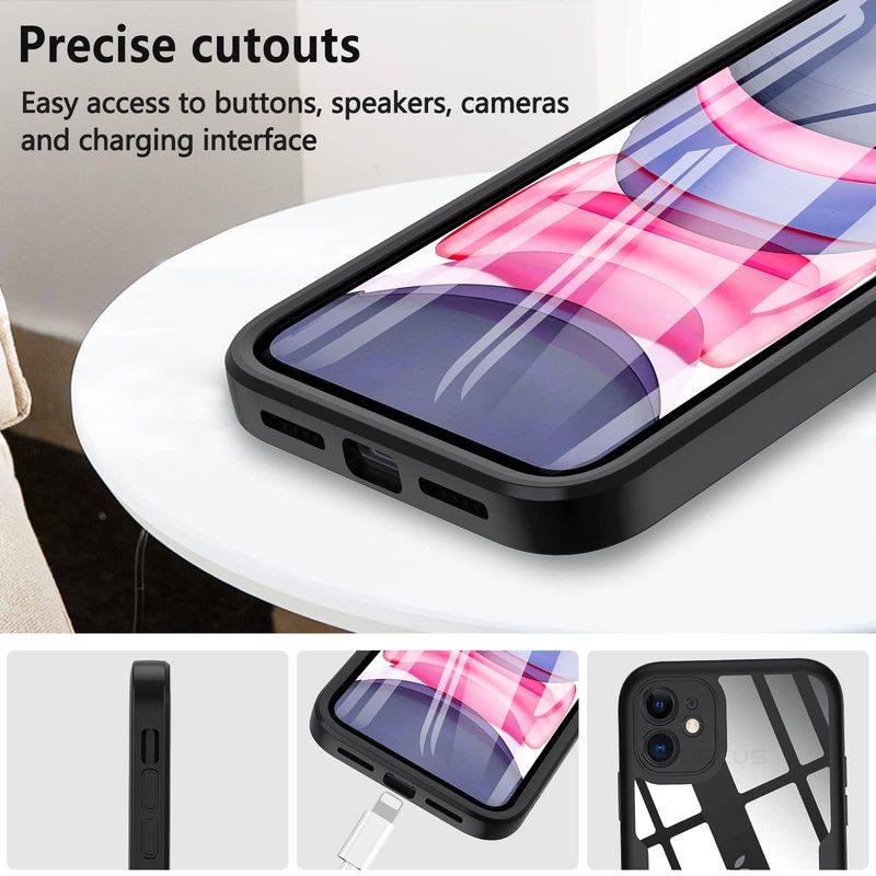 360 Degree Case For IPhone 13 12 11 Pro Max 15 14 Plus XS MAX XR Transparent Cover Full Body Red Built-in Screen_voghion.com