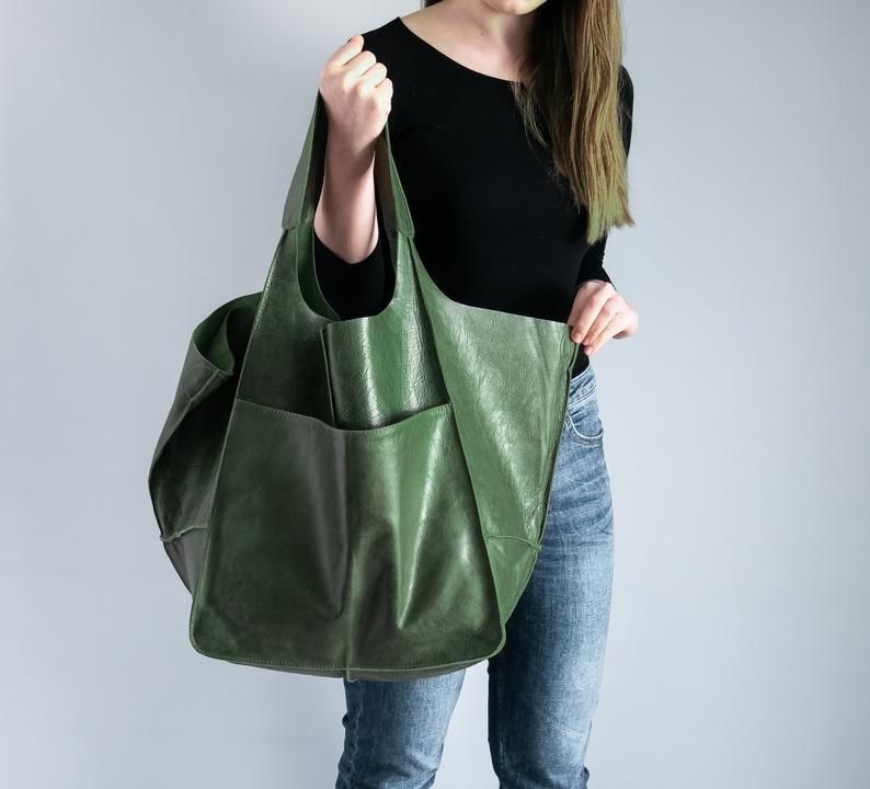 Damentaschen einfache große Tasche weiches Leder große Kapazität eine Schulter Handtasche Einkaufstasche handgemachte pflanzlich gegerbte Damentasche PG21_voghion.com