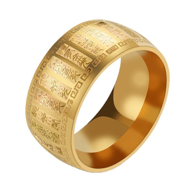 Anello personalizzato in acciaio al titanio Taiyi Golden Curse Taiji Bagua Yin Yang Totem, gioiello da uomo di grande successo_voghion.com