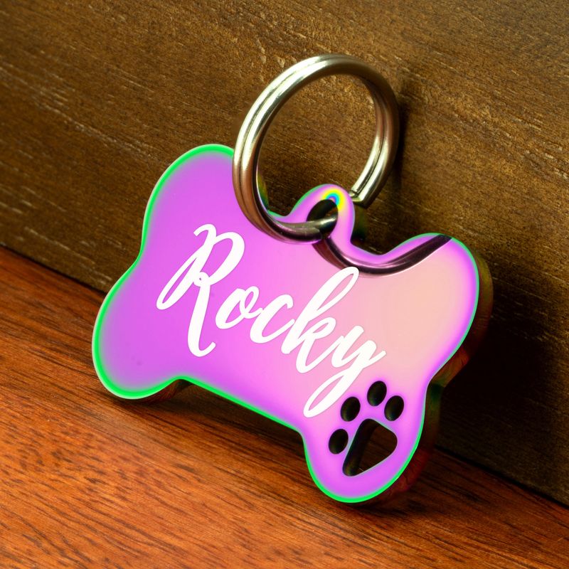 Etiqueta de identificação personalizada para cachorro preta/prateada_voghion.com