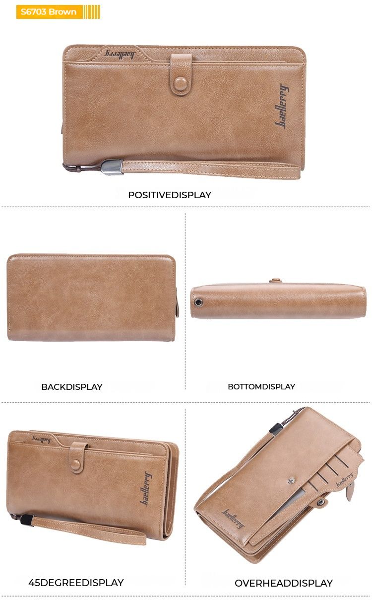 BAELLERRY Retro-Geldbörse für Herren im europäischen und amerikanischen Stil, lange Geldbörse für Herren, multifunktionale Handytasche, Business-Clutch für Herren in den Größen 35 – 55._voghion.com