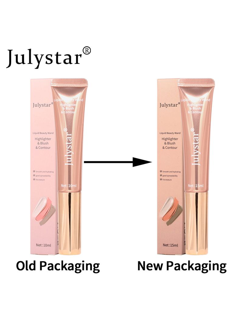 Lápiz iluminador y rubor líquido Julystar: barra de belleza de doble punta con brillo perlado y mate para un brillo natural y contorno 3D._voghion.com