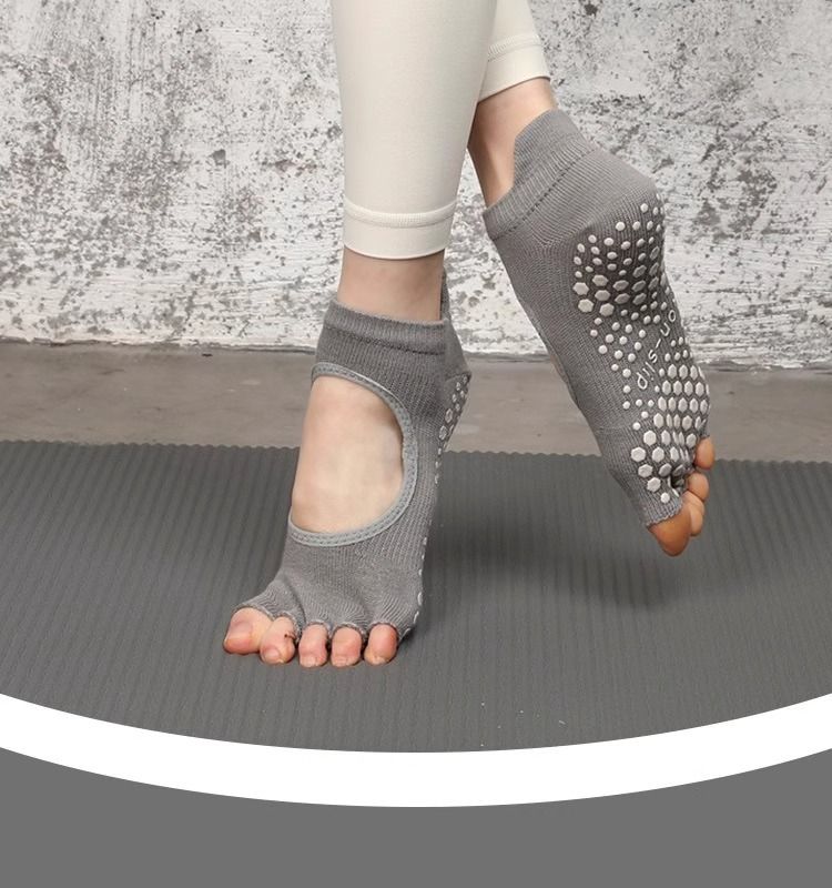 Calzini da yoga senza dita per donne e uomini - Calzini con dita separate e supporto dell'arco plantare per allenamenti di Pilates, Barre e palestra (3 colori neutri)_voghion.com