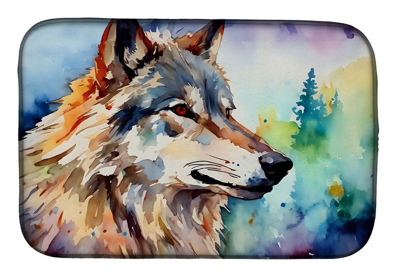 Wolves Wolf Dish Drying Mat Absorbent Dish Drying Mat Pad for Kitchen Counter Dish Drainer Mat for Countertop, 14 x 21", Multicolor_voghion.com