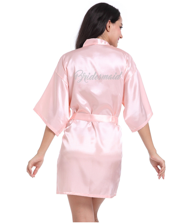 Underwear Wedding Sisters Girlfriends Group Silk Thin Cardigan Nightgown Hot Diamond Bridesmaid Bridesmaid Morning Gown_voghion.com