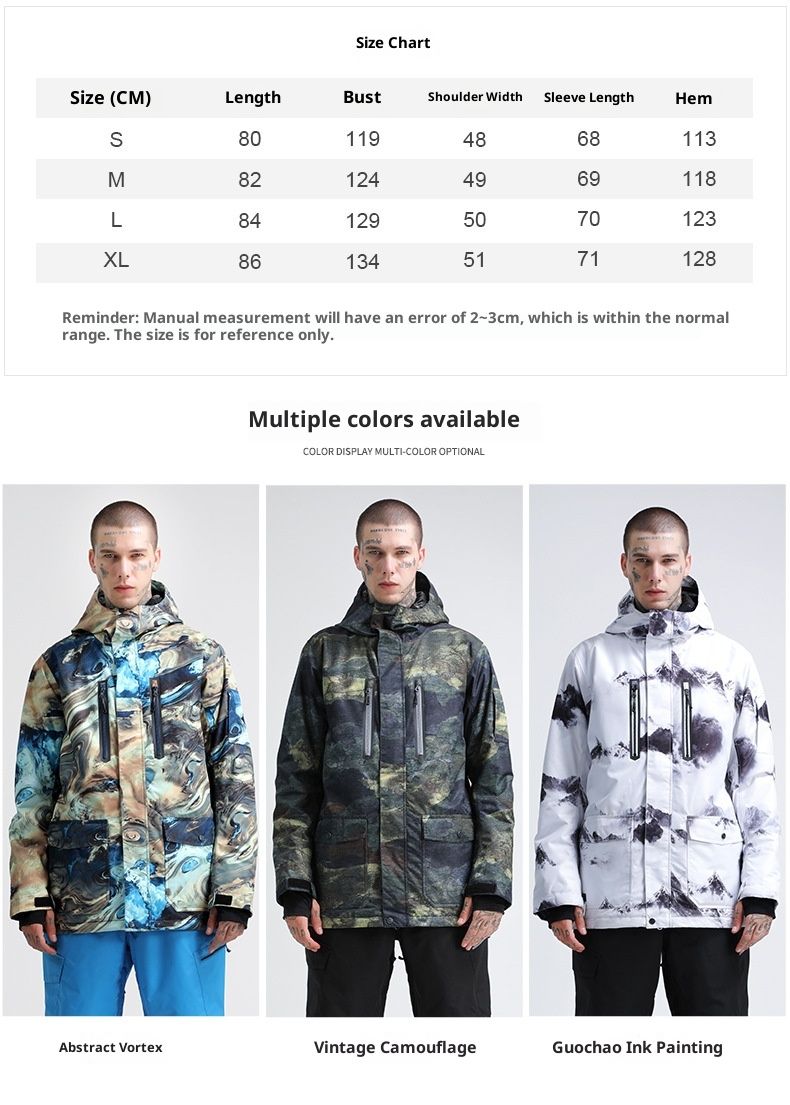 001 001 Herren Winddichte, wasserdichte, warme, gefütterte Jacke für Outdoor-Aktivitäten im Schnee, geeignet für Doppel- und Einzelboards, Skijacke_voghion.com