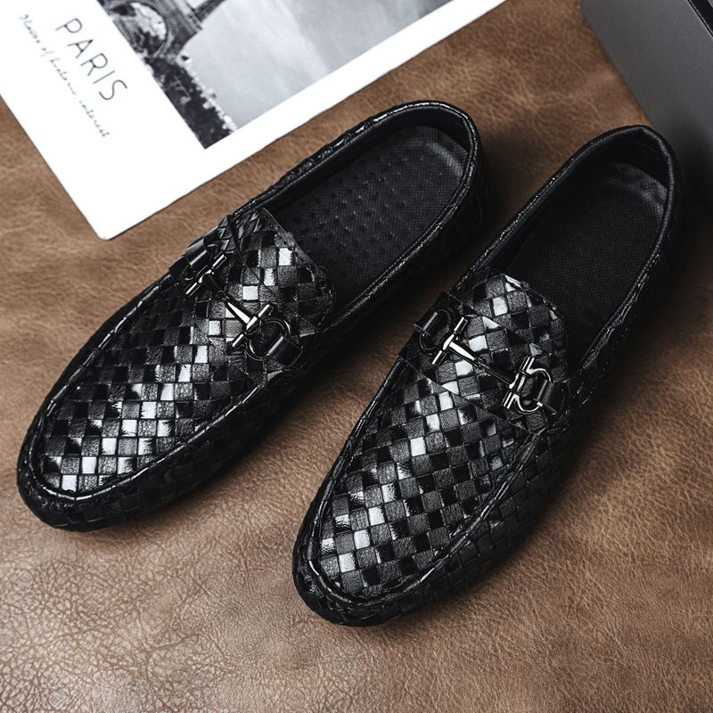 Mocassins de primavera Beanbean um pé masculino preguiçoso dirigindo tamanho grande maré transfronteiriça sapatos de couro brilhante_voghion.com