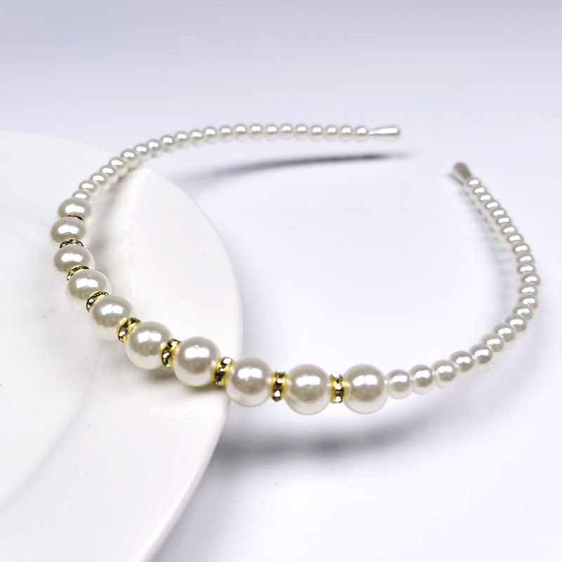 Korean Influencer Pearl Headband For Women, Versatile Minimalist Hair Hoop, Handmade Pearl-strung Fashion Elegant Hair Accessory_voghion.com