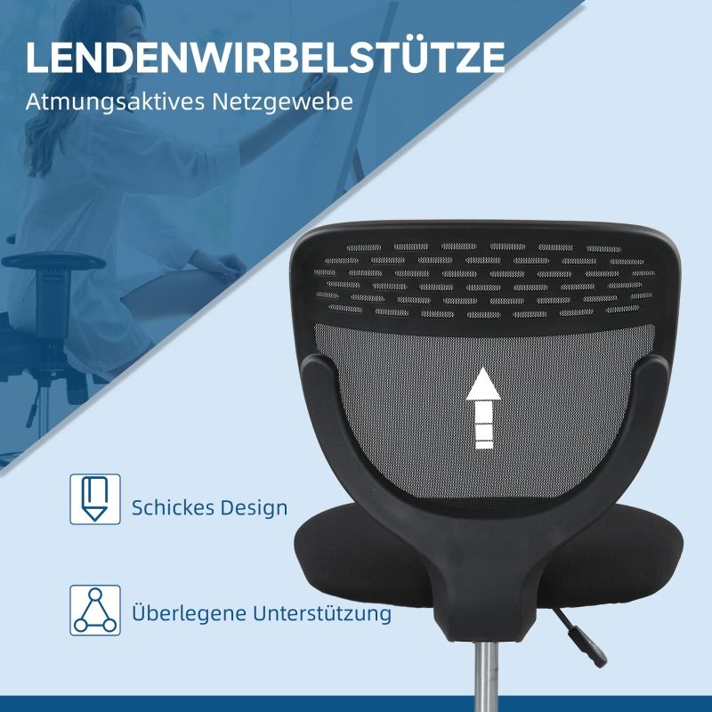 Bürostuhl Höhenverstellbar, Gepolstert, Schwarz_voghion.com