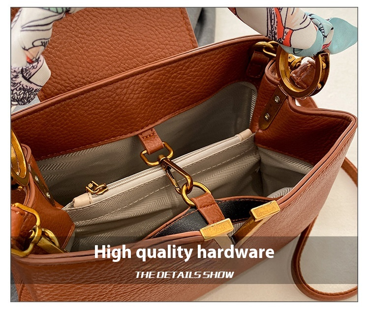 2024 Neue Lychee Vee Intarsien Gold Rand Tote Leichte Luxus Handtasche Einzelne Schulter Crossbody Große Kapazität Damen Tasche_voghion.com