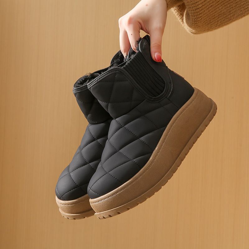 Fleece High-Top Socken Stiefel Studentinnen Trend Warm Casual Baumwollschuhe_voghion.com