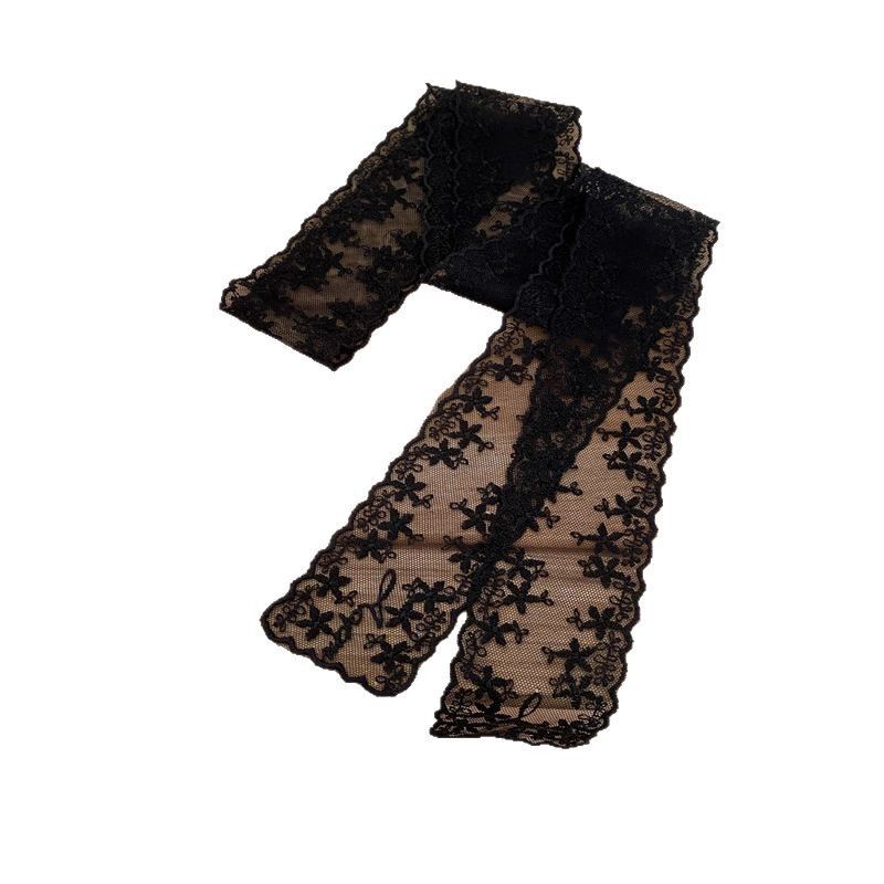 25 Spring Summer New Heavy Lace Trim Ribbon Korean Style Embroidered Flower Narrow High-d Long Thin Neck Scarf For_voghion.com