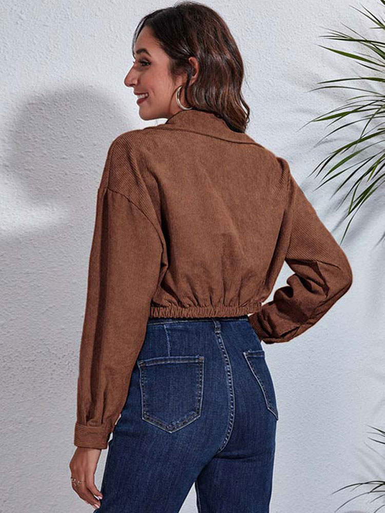 2023 Höstbeskuren Jacka Kappa Dam Overshirt Kort Manchesterjacka Dam Höst Button Up Jackor För Dam_voghion.com