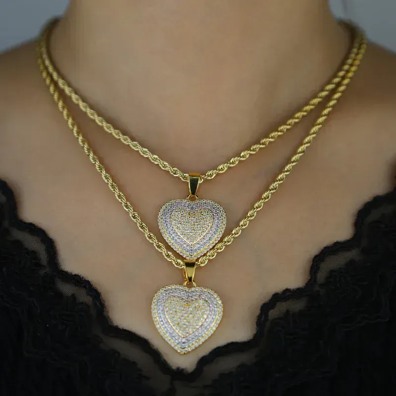 European And American Love Zircon Necklace Heart Shaped Pendant With Twisted Chain Set Multi Color Trends 250325_voghion.com