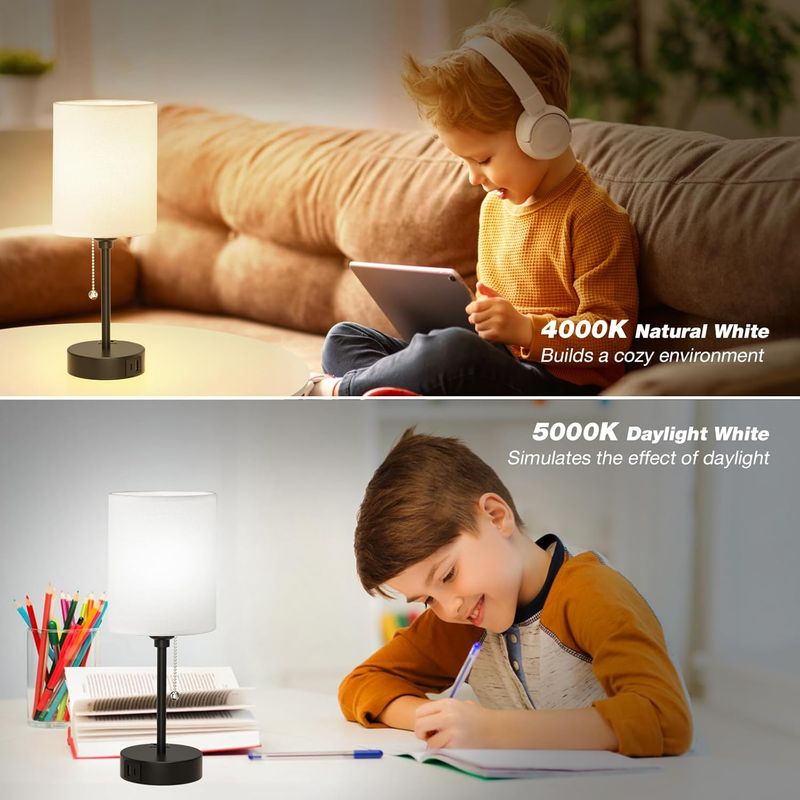 Smart Bedside Lamp - 3 Color Temp USB-C/A & AC_voghion.com