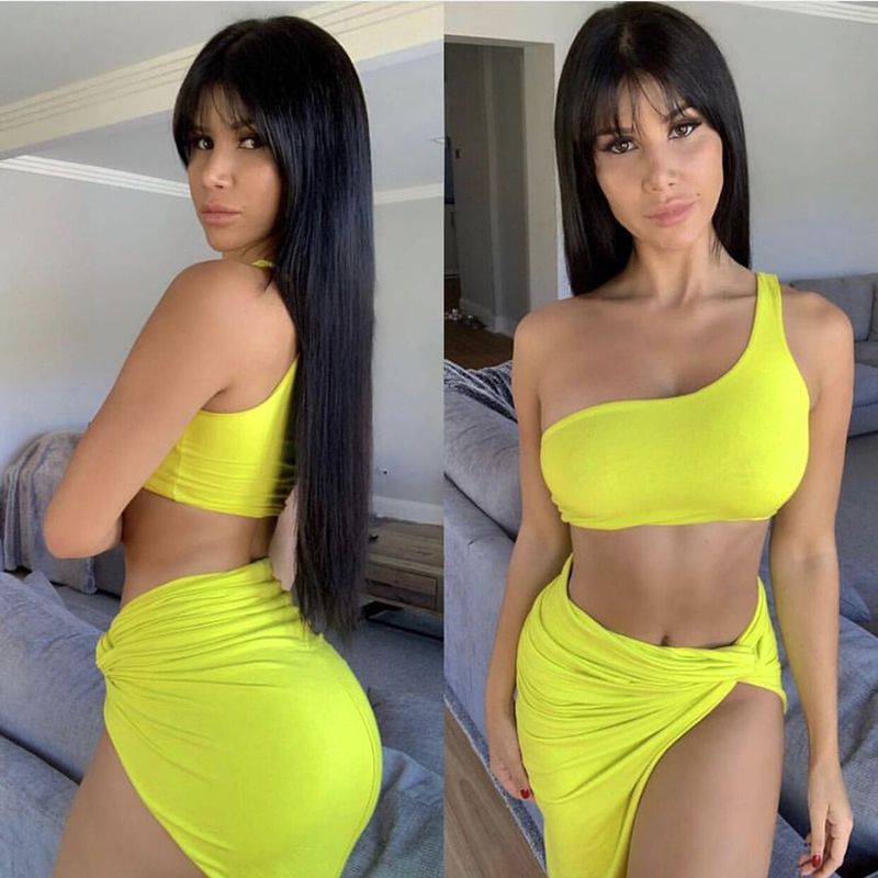 2025 Spring New Women's Skirt Two Piece Set, Single Shoulder And Umbilical Sexy Dress_voghion.com