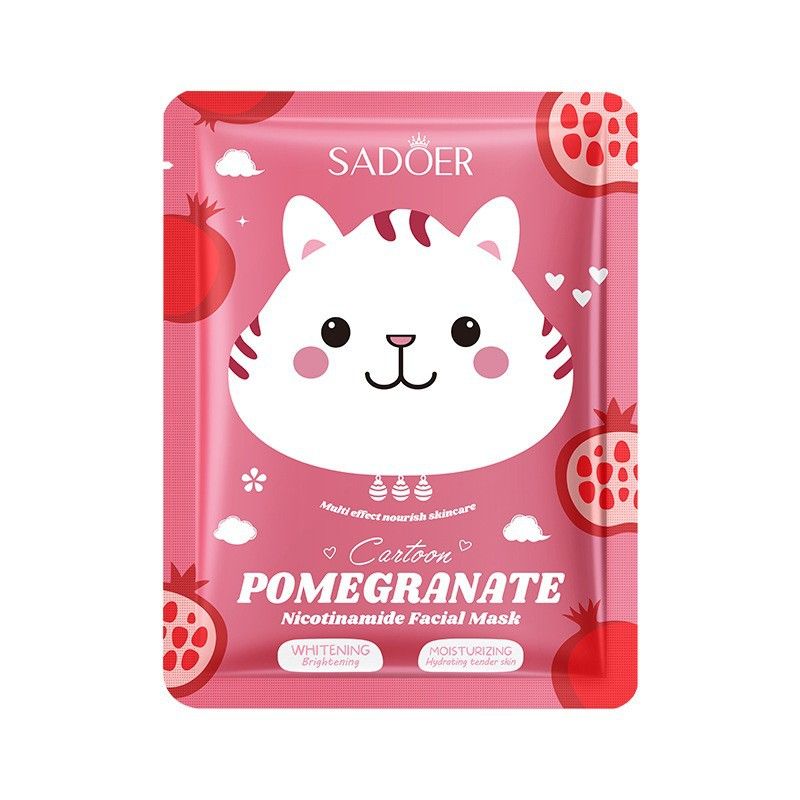 All English SADOER Pomegranate Nicotinamide Cartoon facial mask Facial Mask Fruit essence_voghion.com