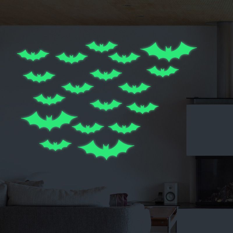 Glow In The Dark Halloween Stickers - Self-Adhesive PVC Wall Decals For Spooky Home Decor, Party Scenes & Nighttime Fun (Multiple Designs)_voghion.com