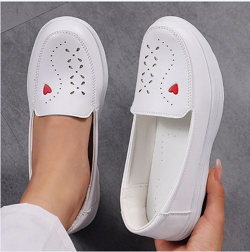 2025 Infirmière: Loftkëssen aus echtem Lieder fir Fraen, mëllen Buedem, atmungsaktiv, richt net, rutschfest, fir Spidolsaarbechten, wäiss D25_voghion.com