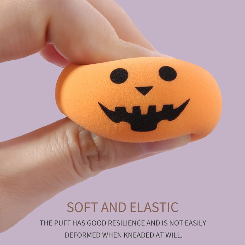 Halloween Pumpkin Makeup Egg 3 PCS Wet and Dry Sponge Puff Water Cushion Cosmestic Sponge Tool Portable Soft Foundation Sponge_voghion.com