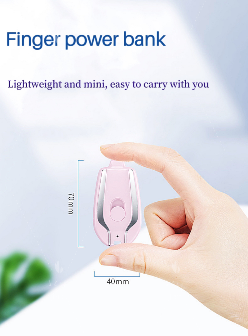 Kunjiuyou Mini Power Bank con Hebilla 1500mAh Gran Capacidad Carga rápida Cargador de batería móvil portátil Tvpe-C de Bolsillo-Negro_voghion.com